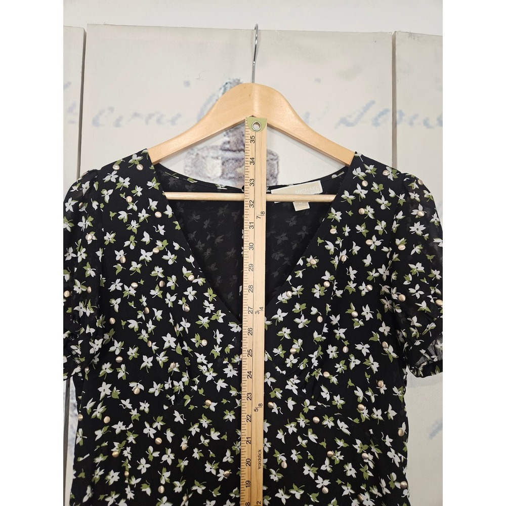 MICHAEL Michael Kors Dress Medium Black Ditsy Floral Studded Empire Mini Boho - Picture 7 of 8